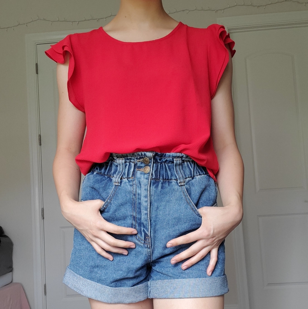 Red Scallop Blouse